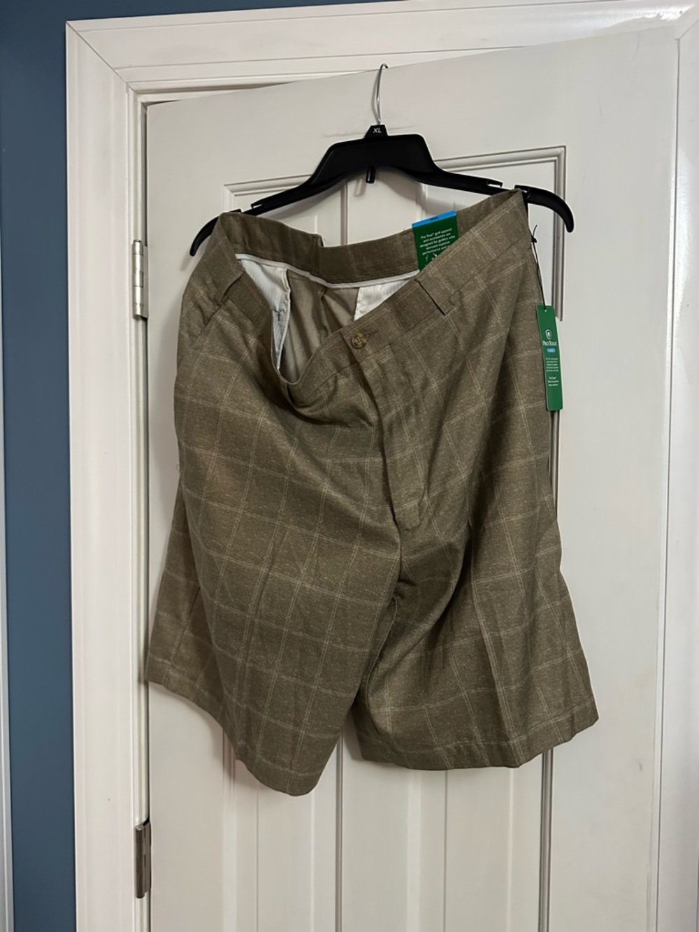 Men’s Pro Tour Plaid Golf Shorts in Olive-Tan Cool Play New With Tags Size 36
